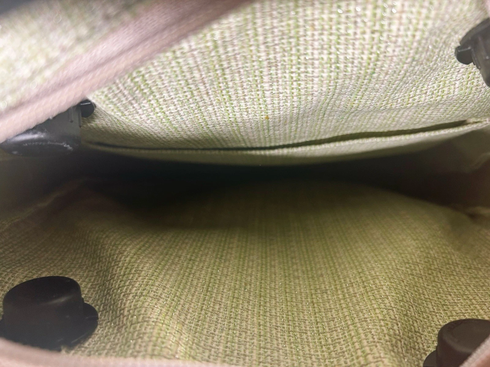 O bag Olive Green Rubber Tote Handbag w Removable Liner Insert Made In Italian - O Bag