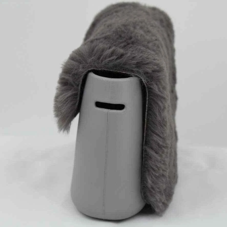 O Bag Italy Eva Compound Handbag Rubber Faux Fur Flap Magnetic Closure Grey Obag - O Bag