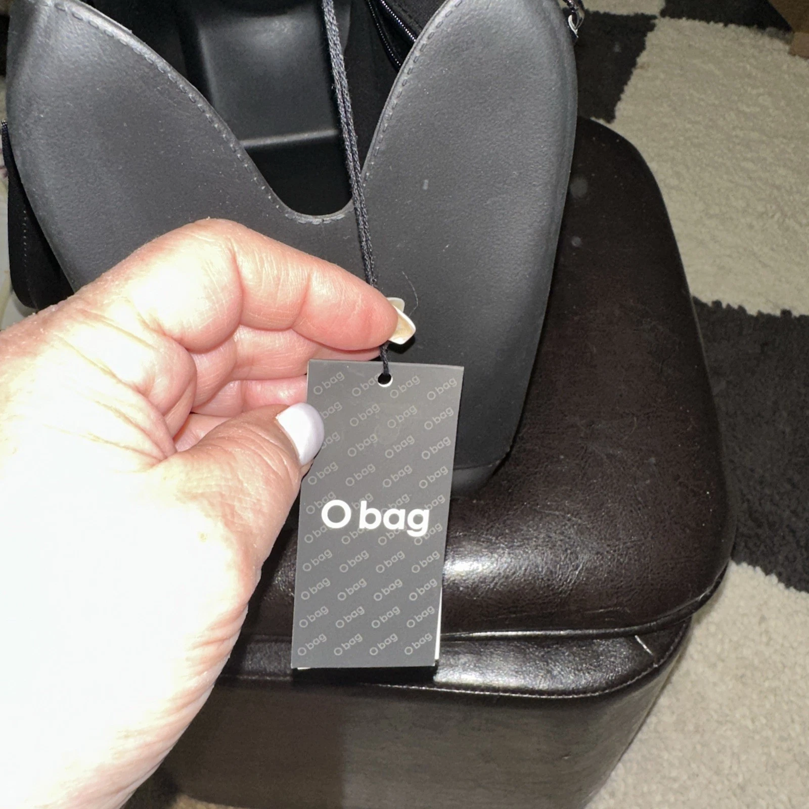 O BAG Handbag Black Eva Rubber Body Purse Made In Italy cross body & top handle - O Bag