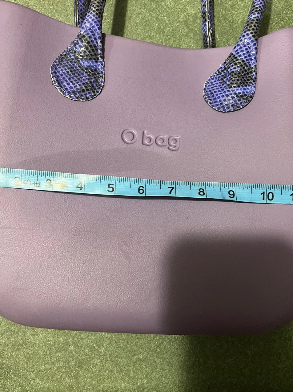 O Bag Gray Purple Handbag Made in Italy With Snake Print Handles. No Lining. - O Bag