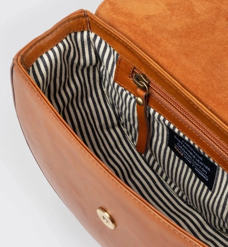 O My Bag Amsterdam AVA Cognac Leather Crossbody Saddle Bag Purse w/ 2 Straps EUC - O Bag