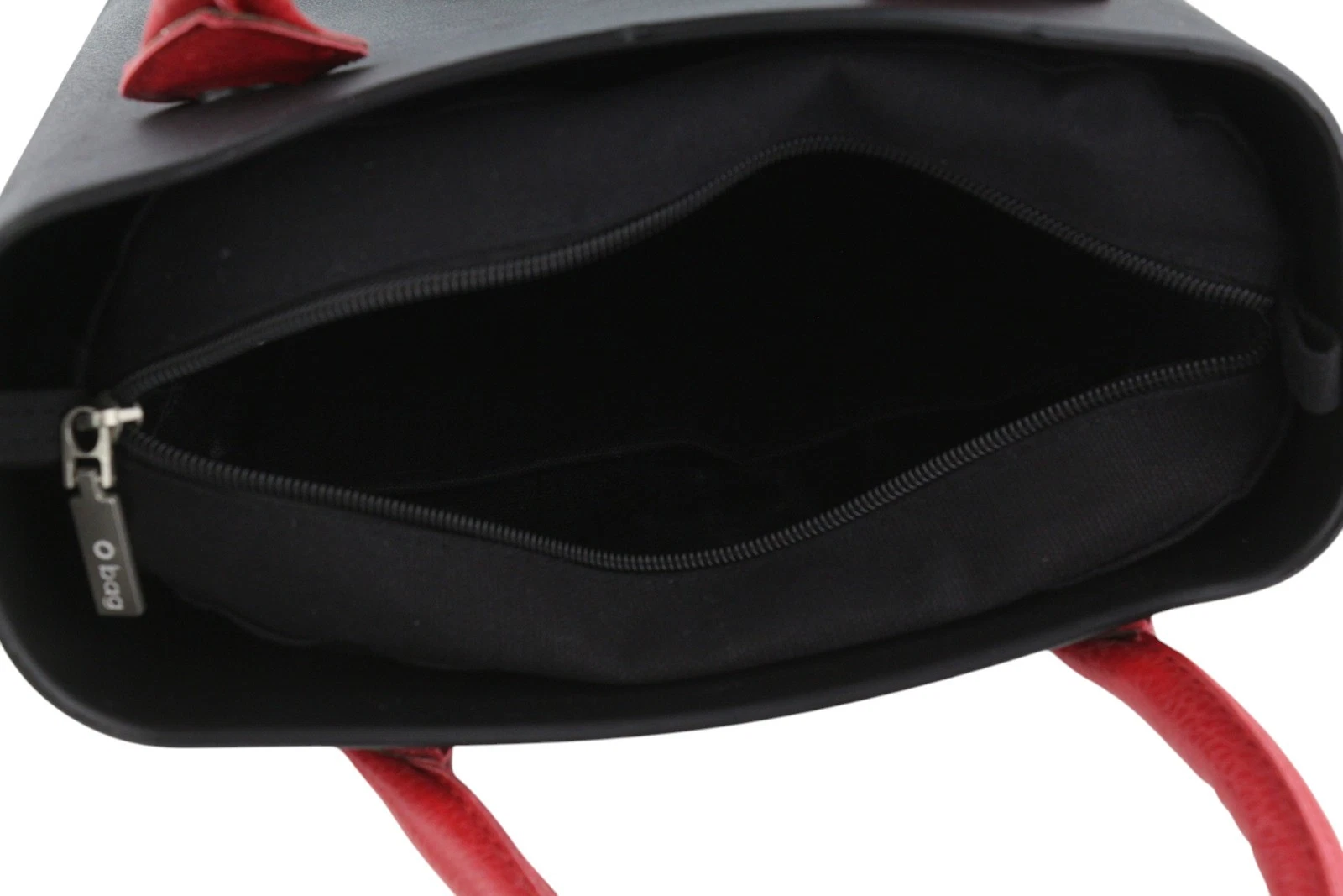 O Bag Chic Women Bag OS Black Textured Pattern Front Square Tote Inner Pouch - O Bag