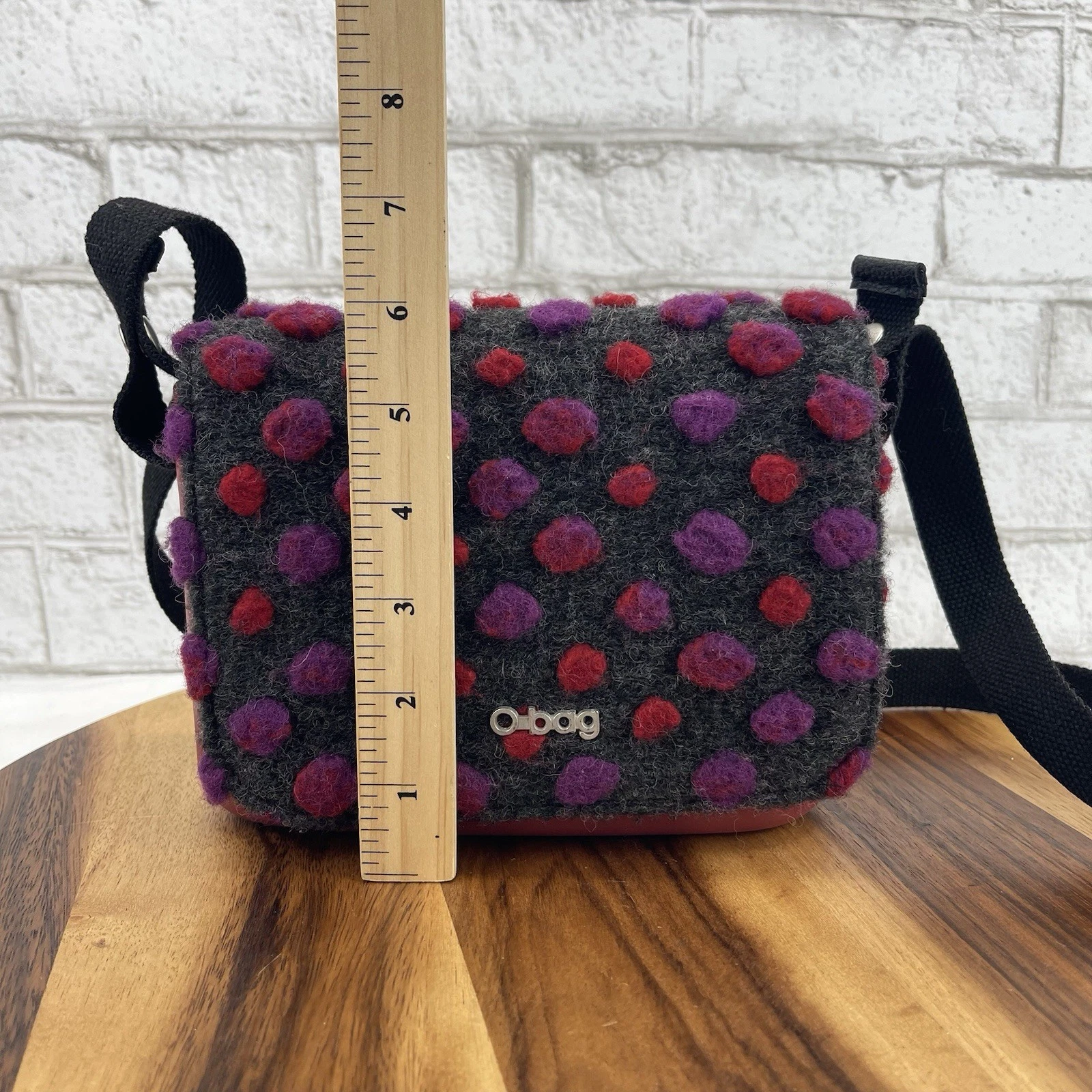Obag O Bag O Pocket OPKO9 Womens EVA Wool Polka Dot Crossbody Bag Purse Italy - O Bag