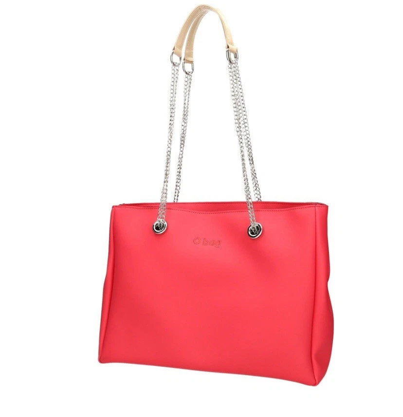 O Bag Unique Soft Melville Amarato Tote Bag Large Pink Chain Handles - O Bag