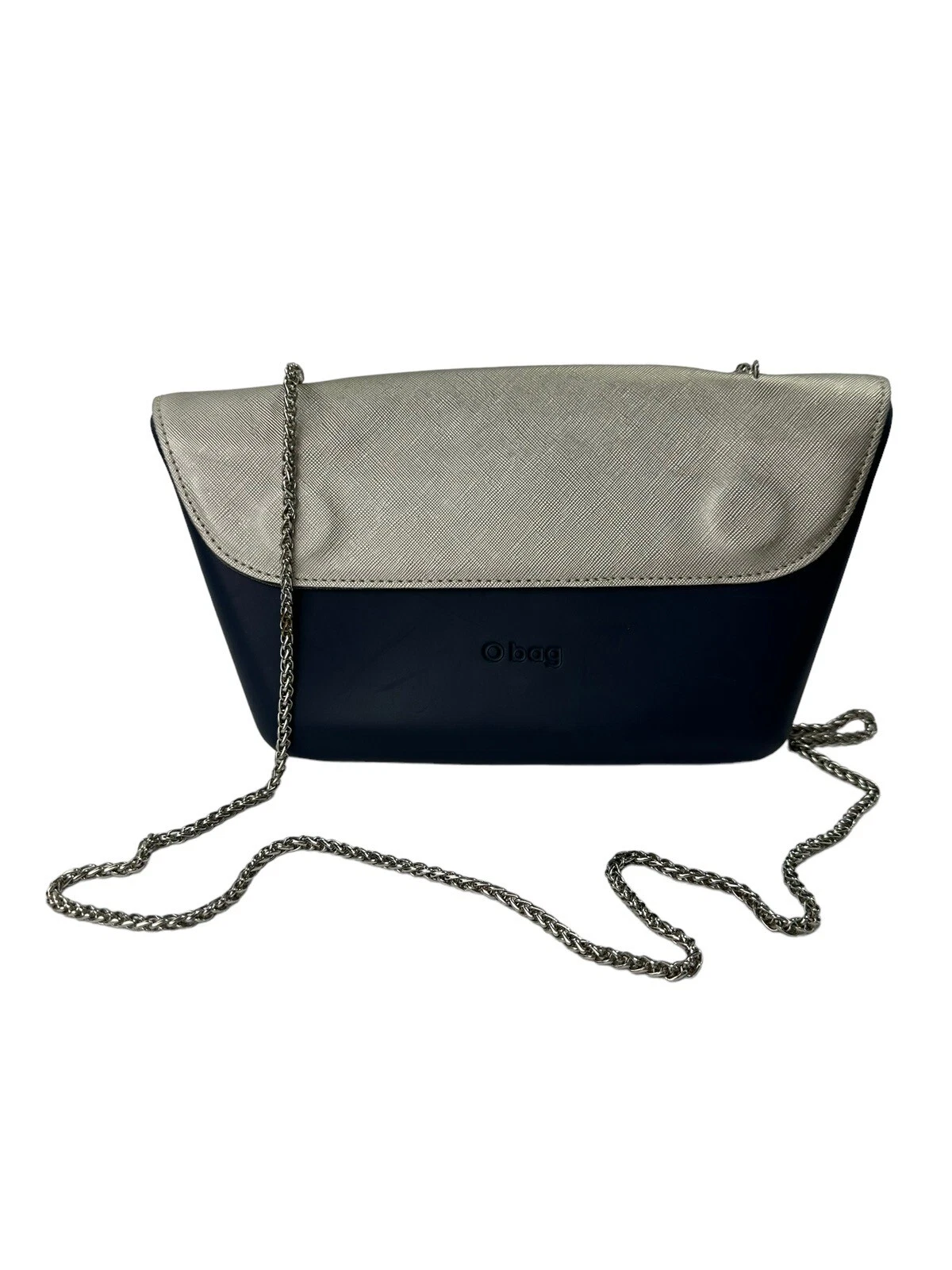 Obag O Bag Italy Blue Silver Thermoplastic Flap Bag Chain Strap - O Bag
