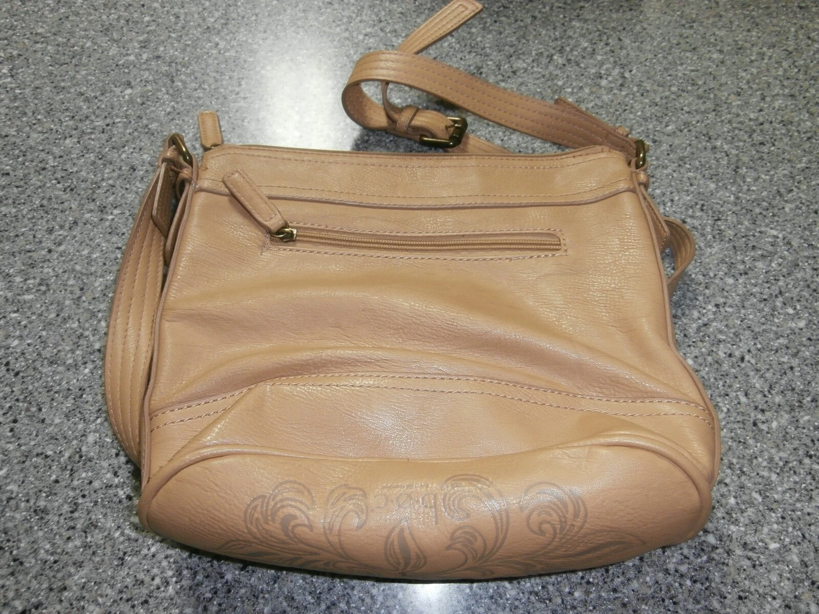 B.O.C. Beige Leather Shoulder Bag Purse Tote - O Bag