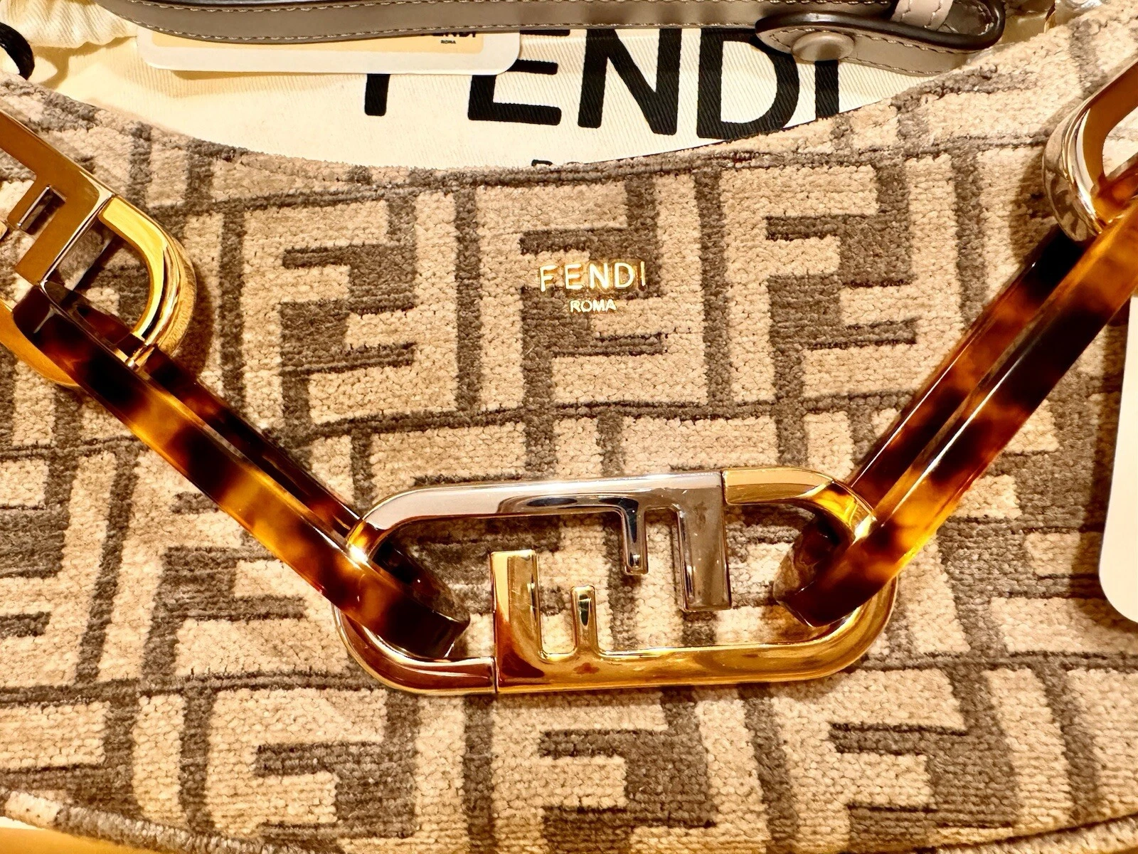 Femdi O Lock Cloth And Calfskin Leather Shoulder/clutch Bag 🔥Black Friday Sale - O Bag