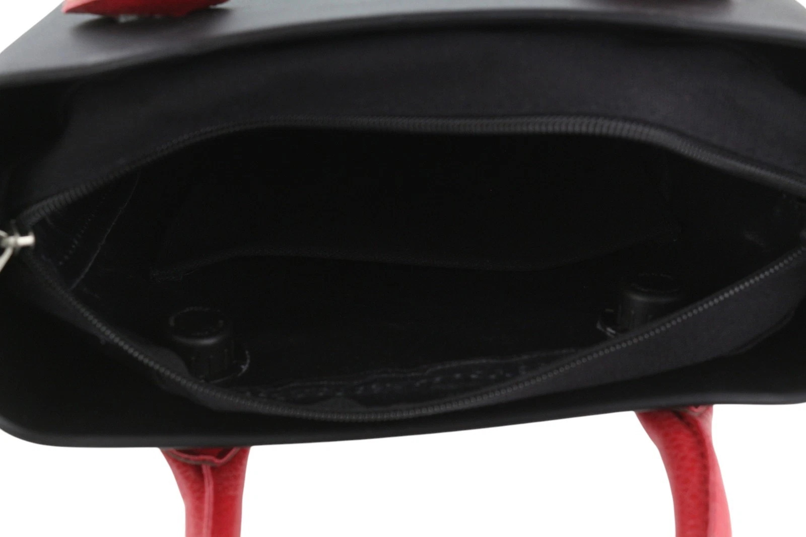 O Bag Chic Women Bag OS Black Red Double Handle Inner Pouch Square Tote - O Bag