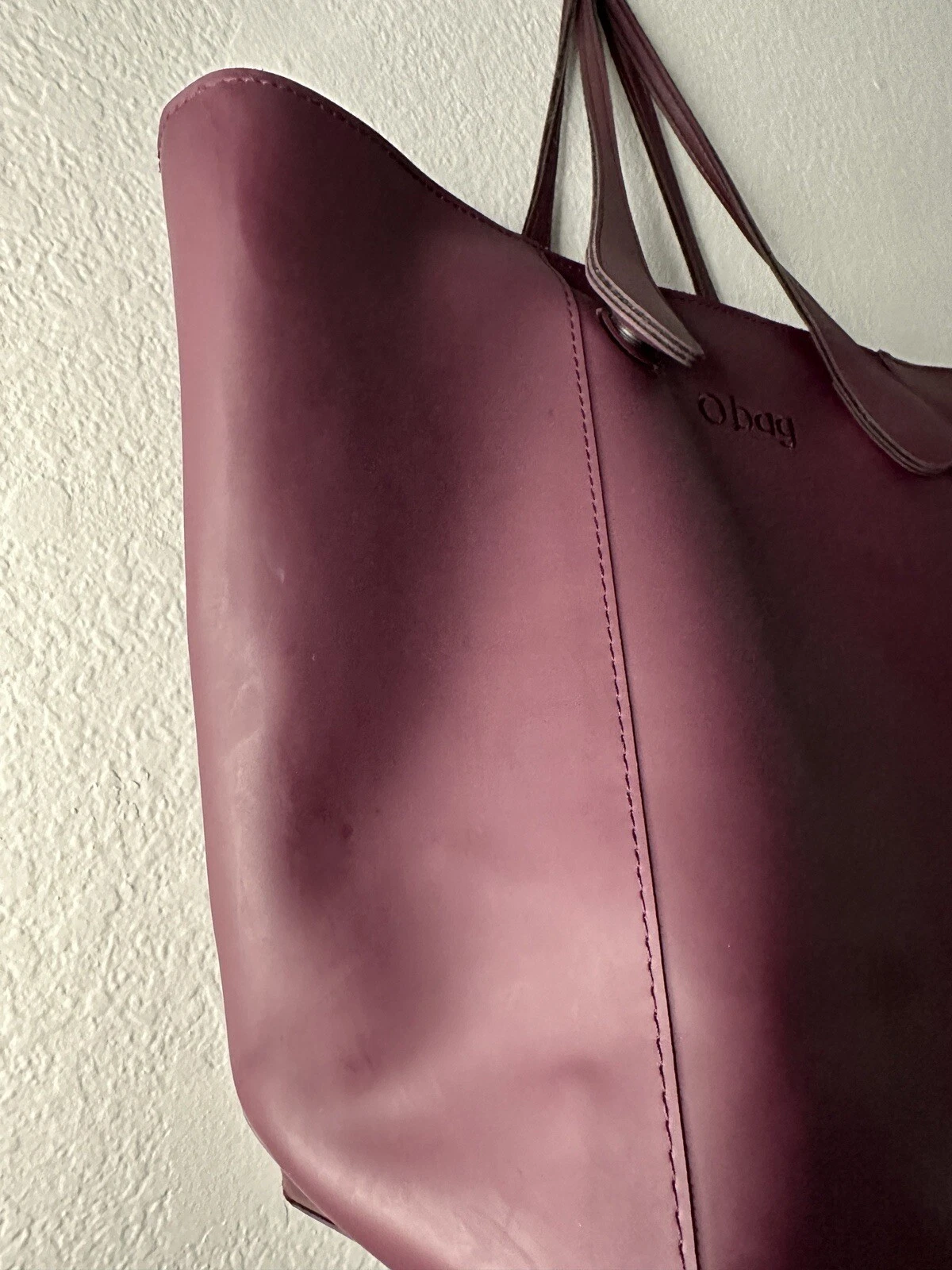 Obag eggplant zip top tote style purse - O Bag