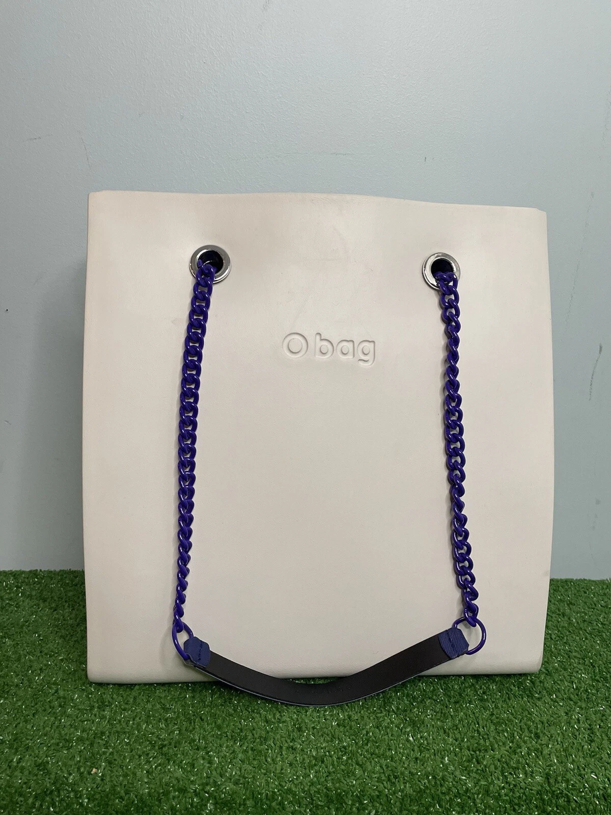 OBag Rubber White Tote Bag Handbag Double Chain Handles Classic Iconic - O Bag