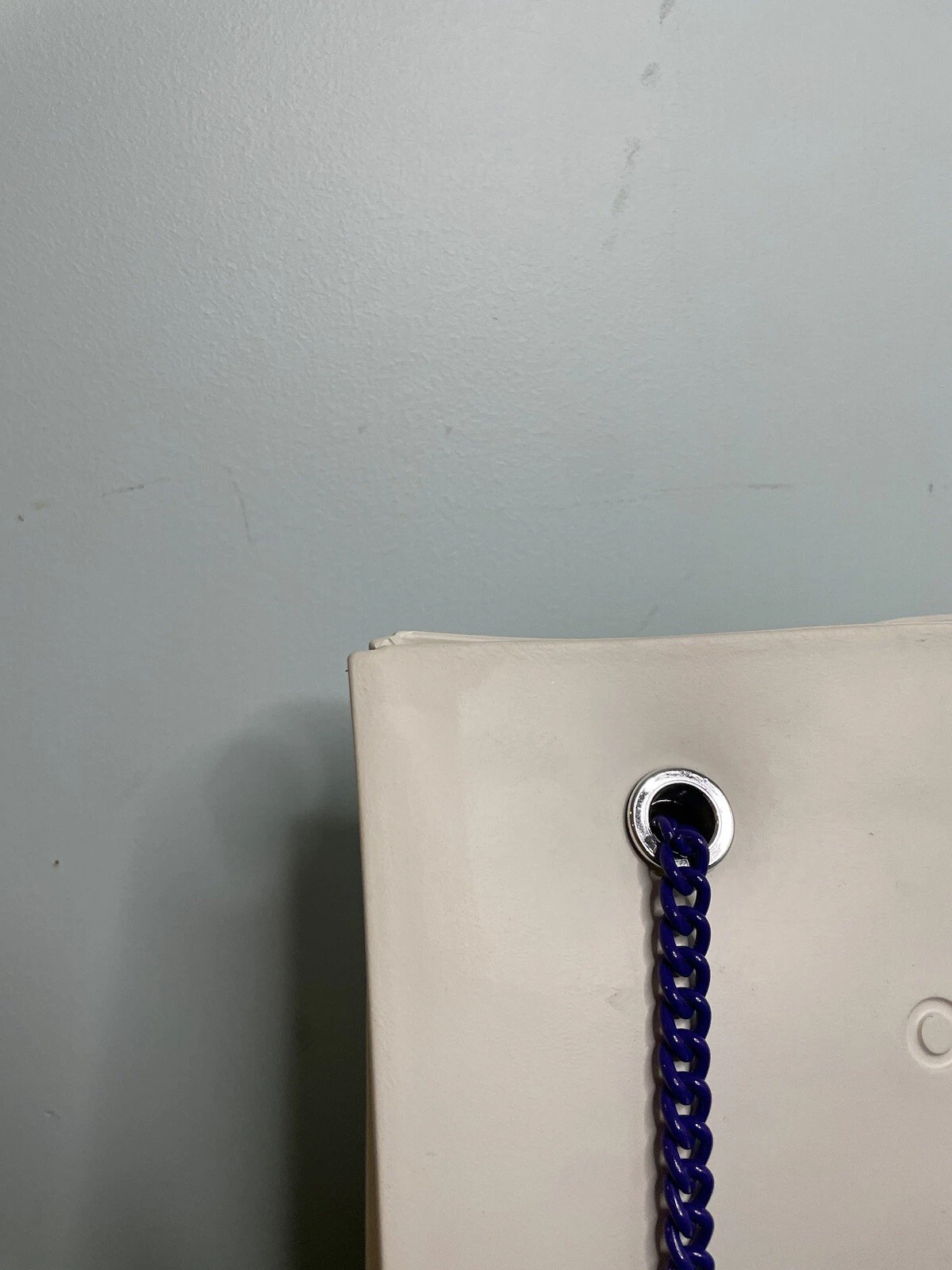 OBag Rubber White Tote Bag Handbag Double Chain Handles Classic Iconic - O Bag