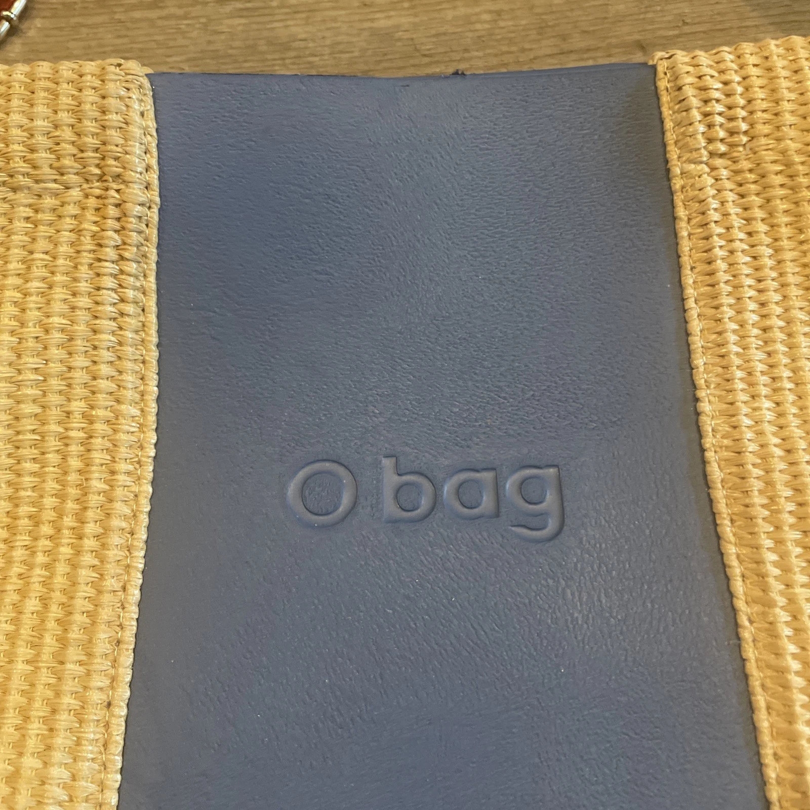 Vtg Obag Italy Blue Striped Woven Crossbody Purse w/Red + Blue Straps 12” x 15” - O Bag