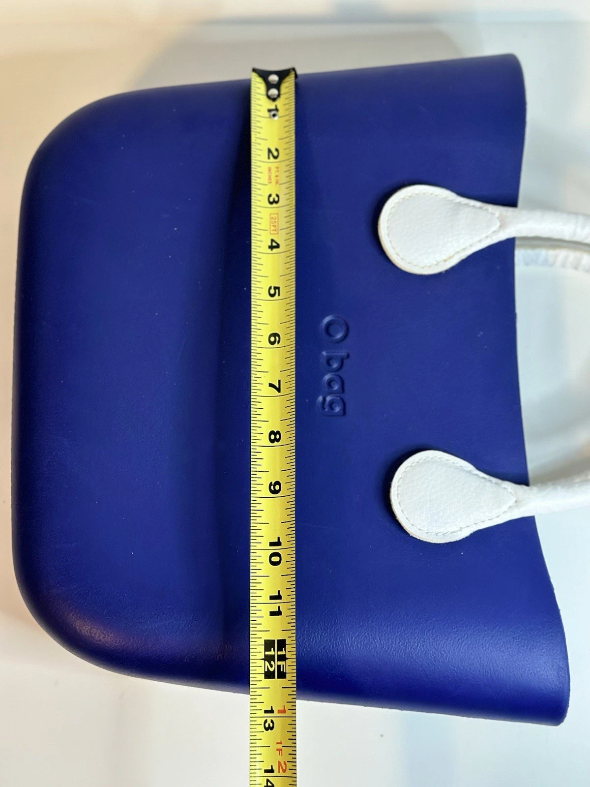 O Bag Italy Blue Waterproof Purse White Handles Removable Lining - O Bag