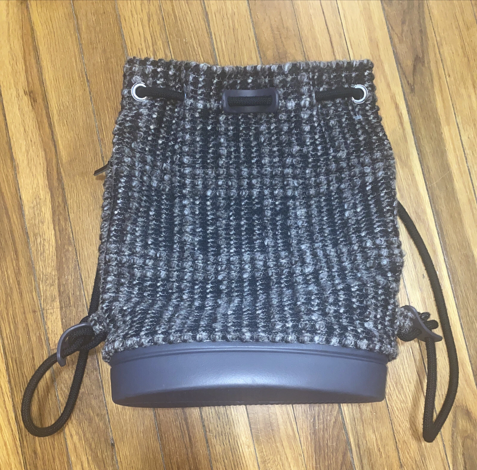 Rare O Bag Italy Sling Sack Backpack Bag Wool Tweed Rubber Bottom Anthropologie - O Bag