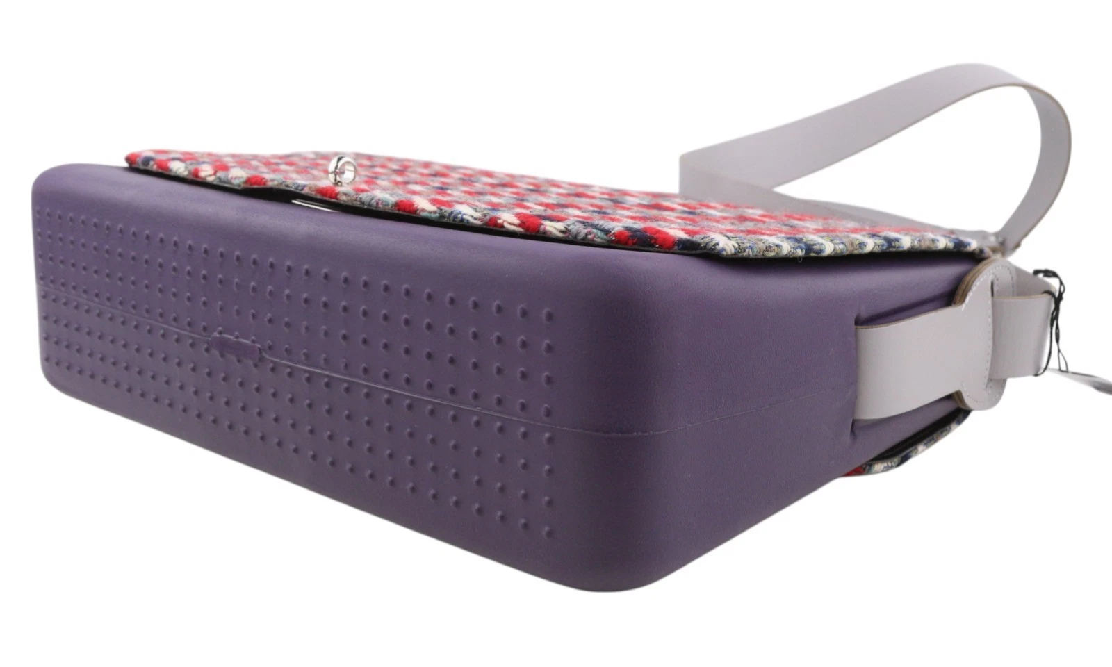 O BAG Ladies Folder Bag OS Purple Tweed Twist Closure Shoulder Bag - O Bag