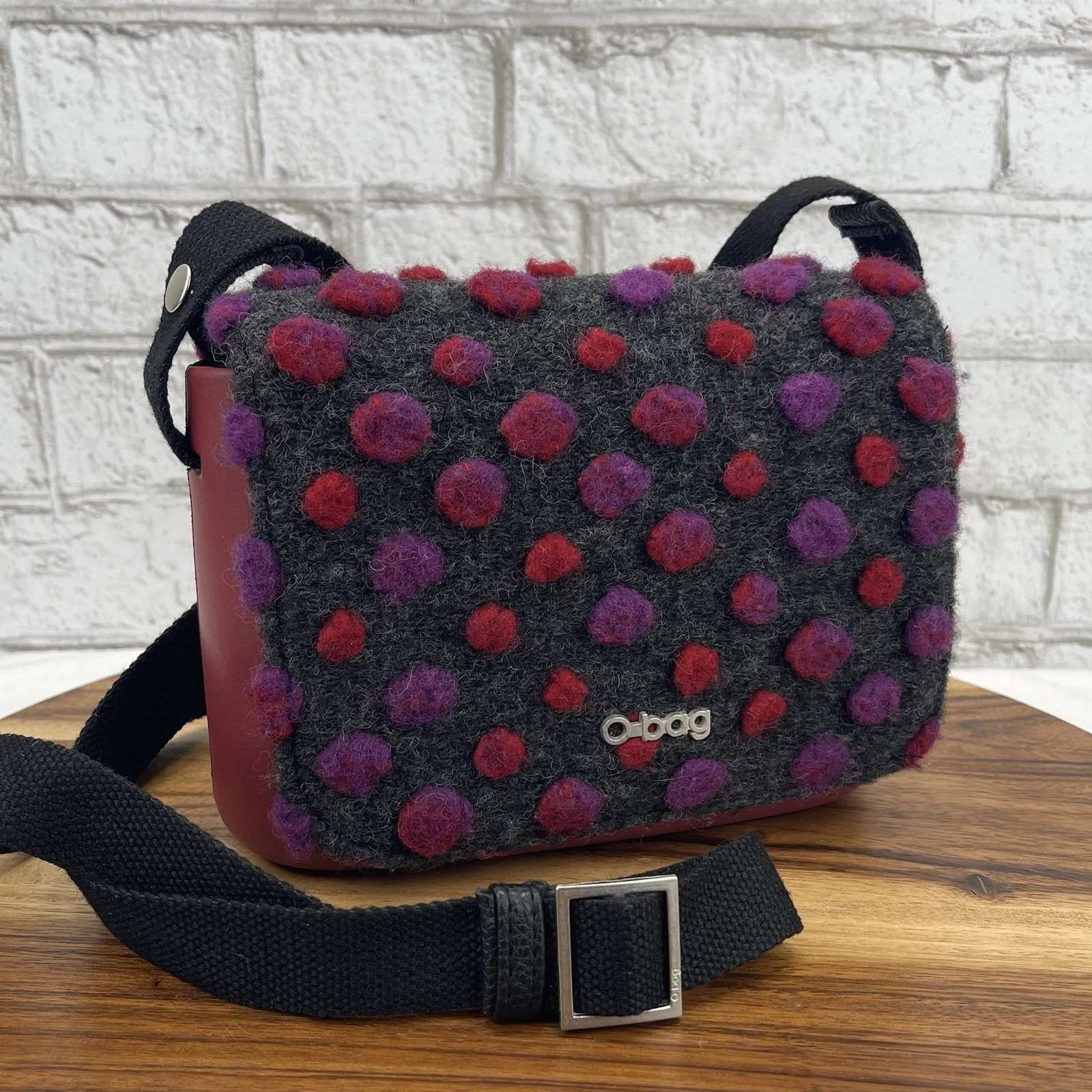 Obag O Bag O Pocket OPKO9 Womens EVA Wool Polka Dot Crossbody Bag Purse Italy - O Bag