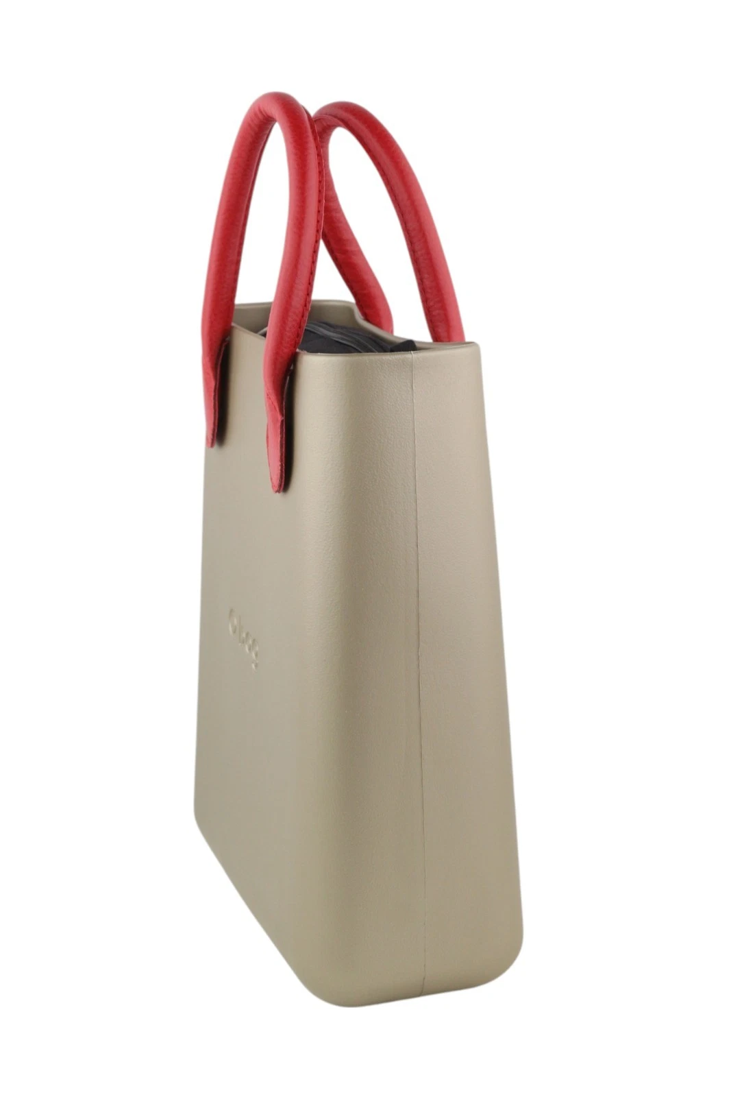 O Bag Chic Women Bag OS Brown Gold Square Tote Double Handles Inner Pouch - O Bag