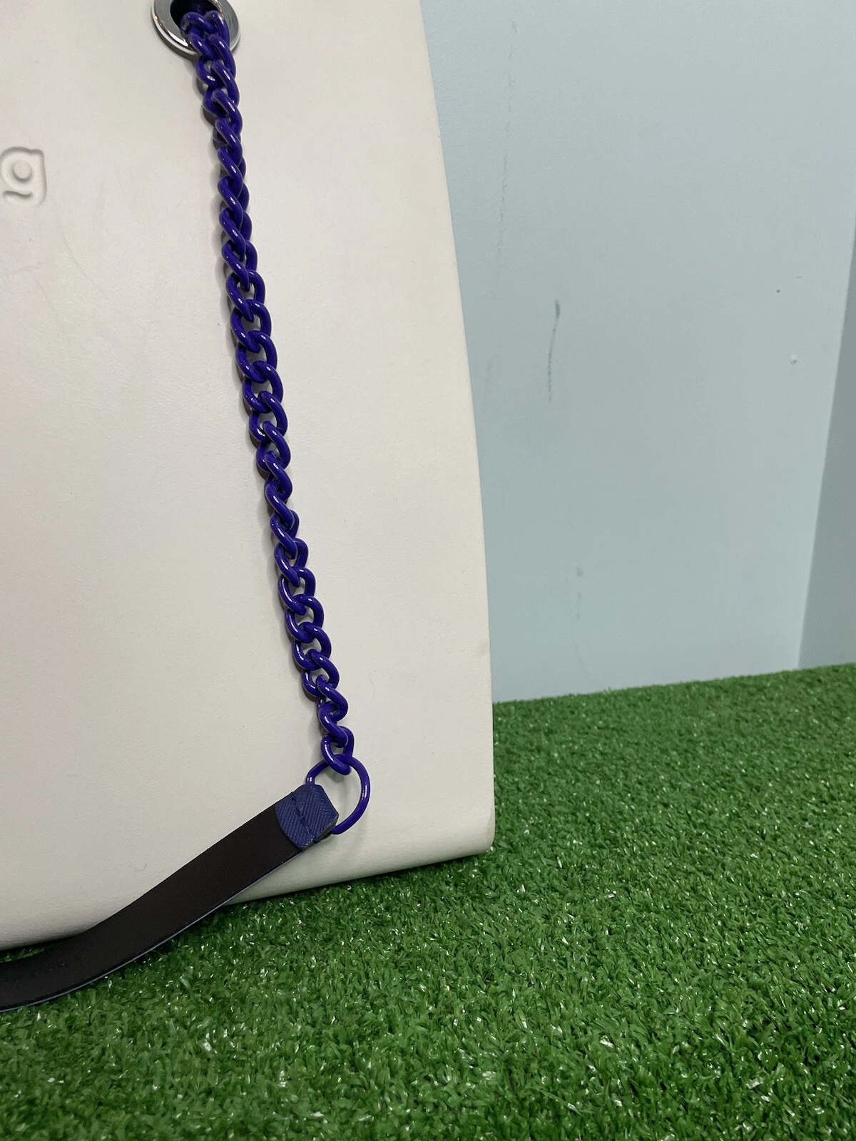 OBag Rubber White Tote Bag Handbag Double Chain Handles Classic Iconic - O Bag