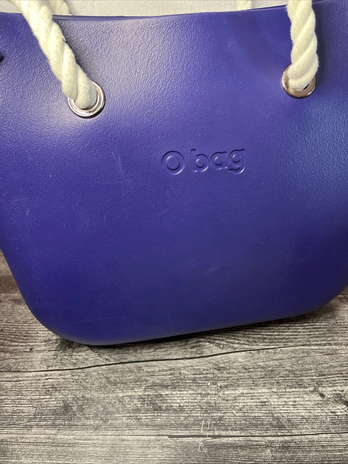 O -Bag Tote with insert, Made in Italy Blue With White Rope Handles - O Bag