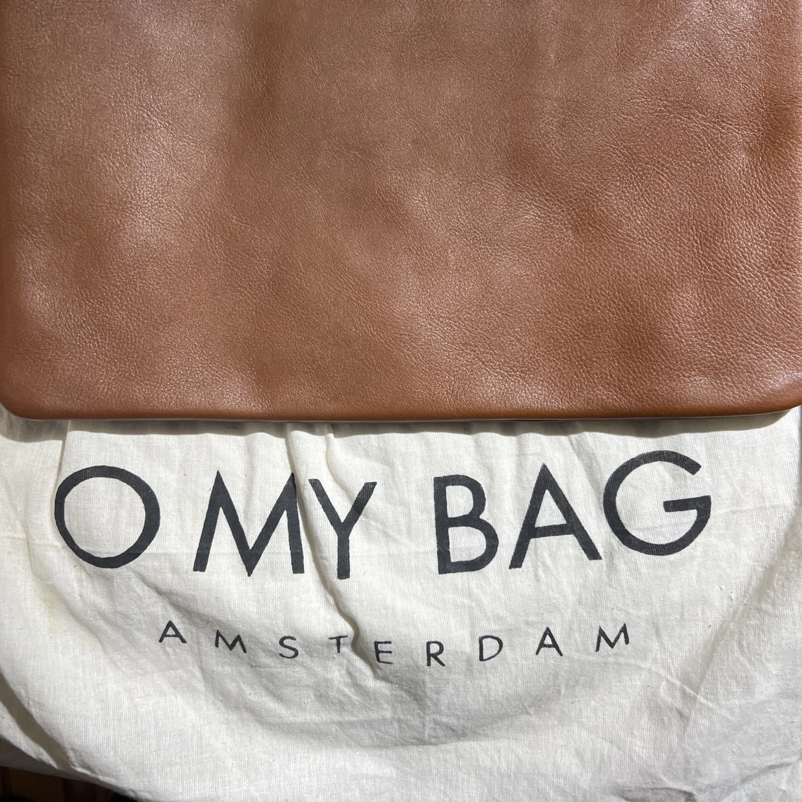 O My Bag Amsterdam Large Clutch Brown Cognac Classic Leather Wristlet Bag Wallet - O Bag