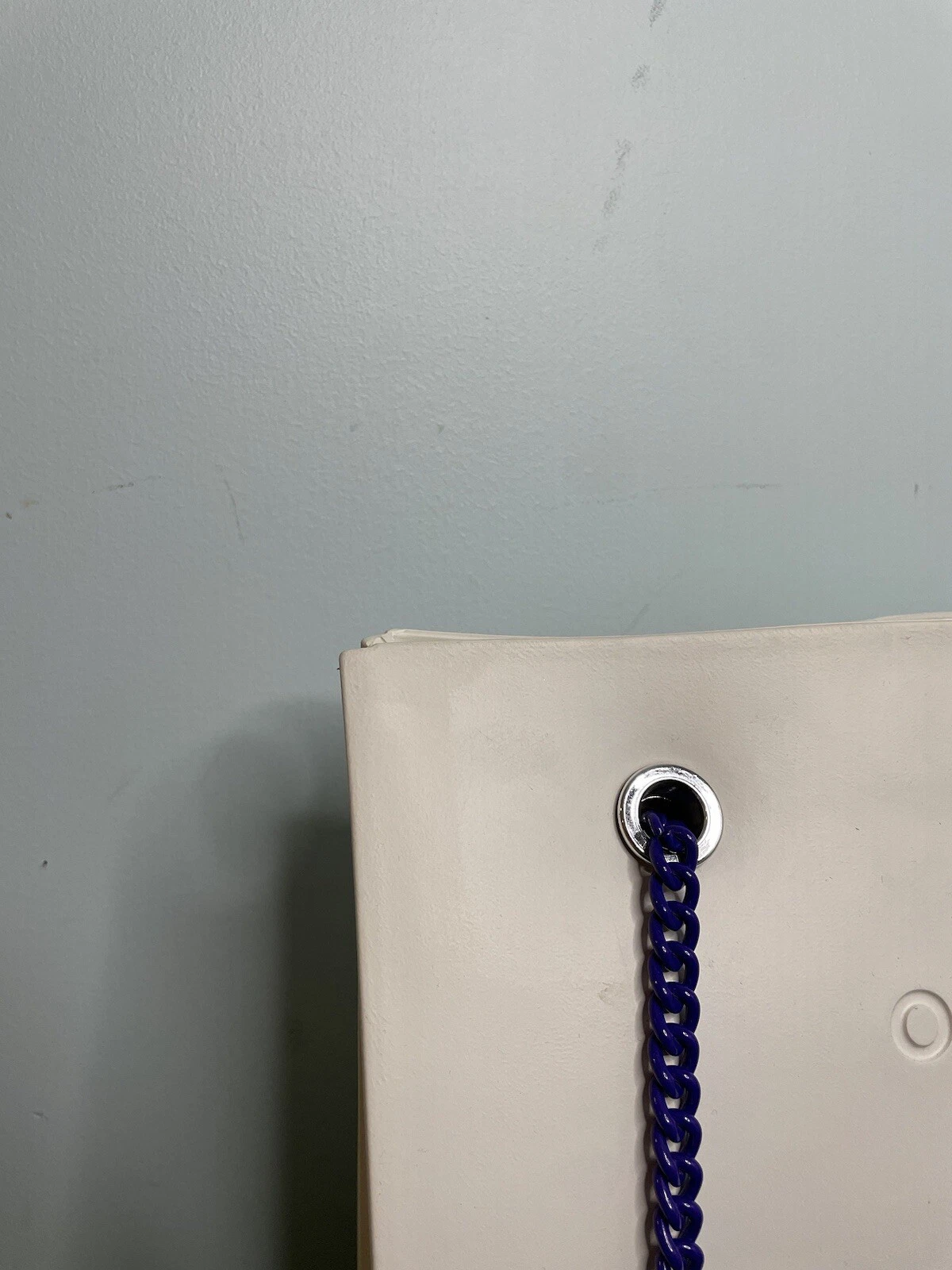 OBag Rubber White Tote Bag Handbag Double Chain Handles Classic Iconic - O Bag