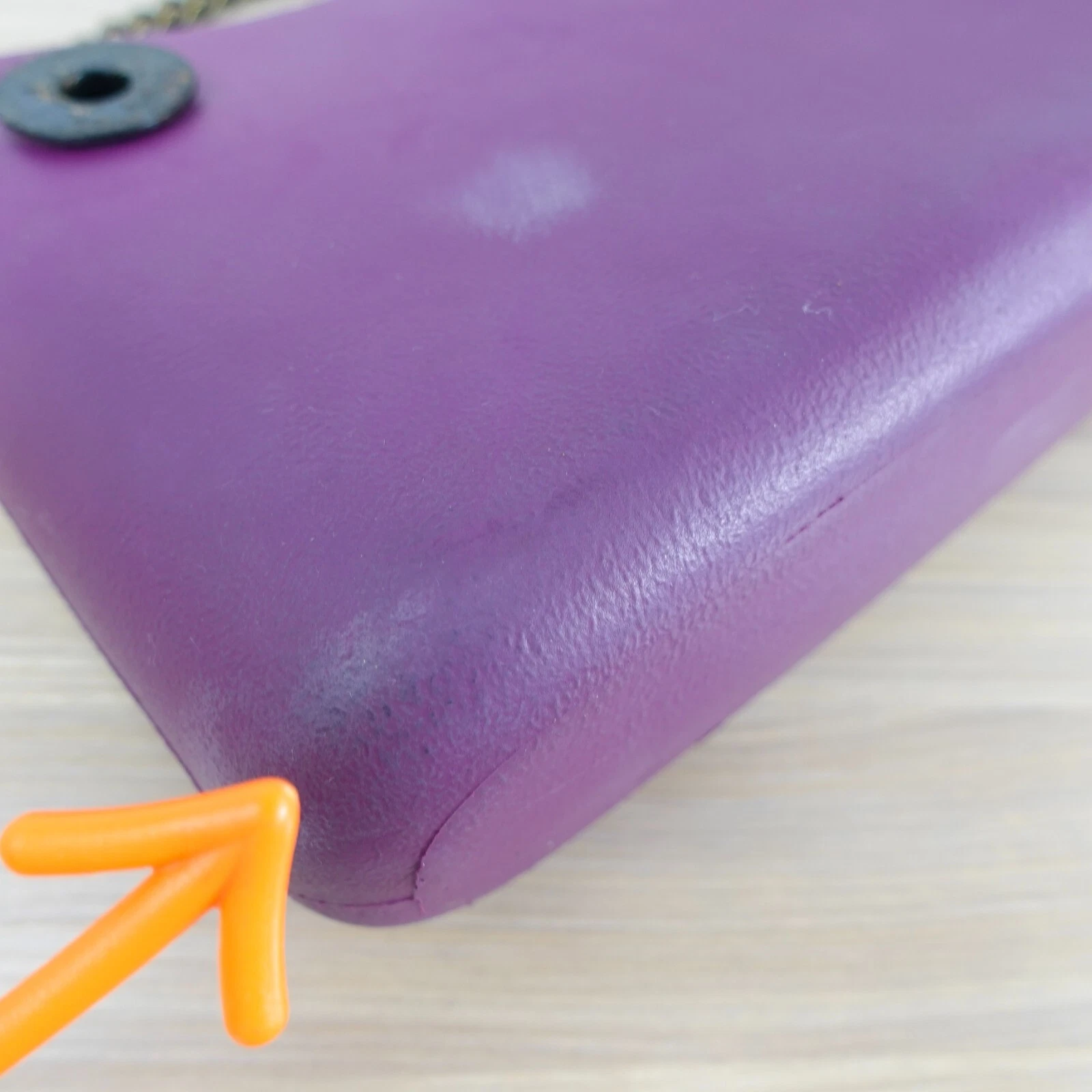 Plum Crossbody Purse Sling Gold Chain Small Italian Rubber Bag Clutch ITALY - O Bag