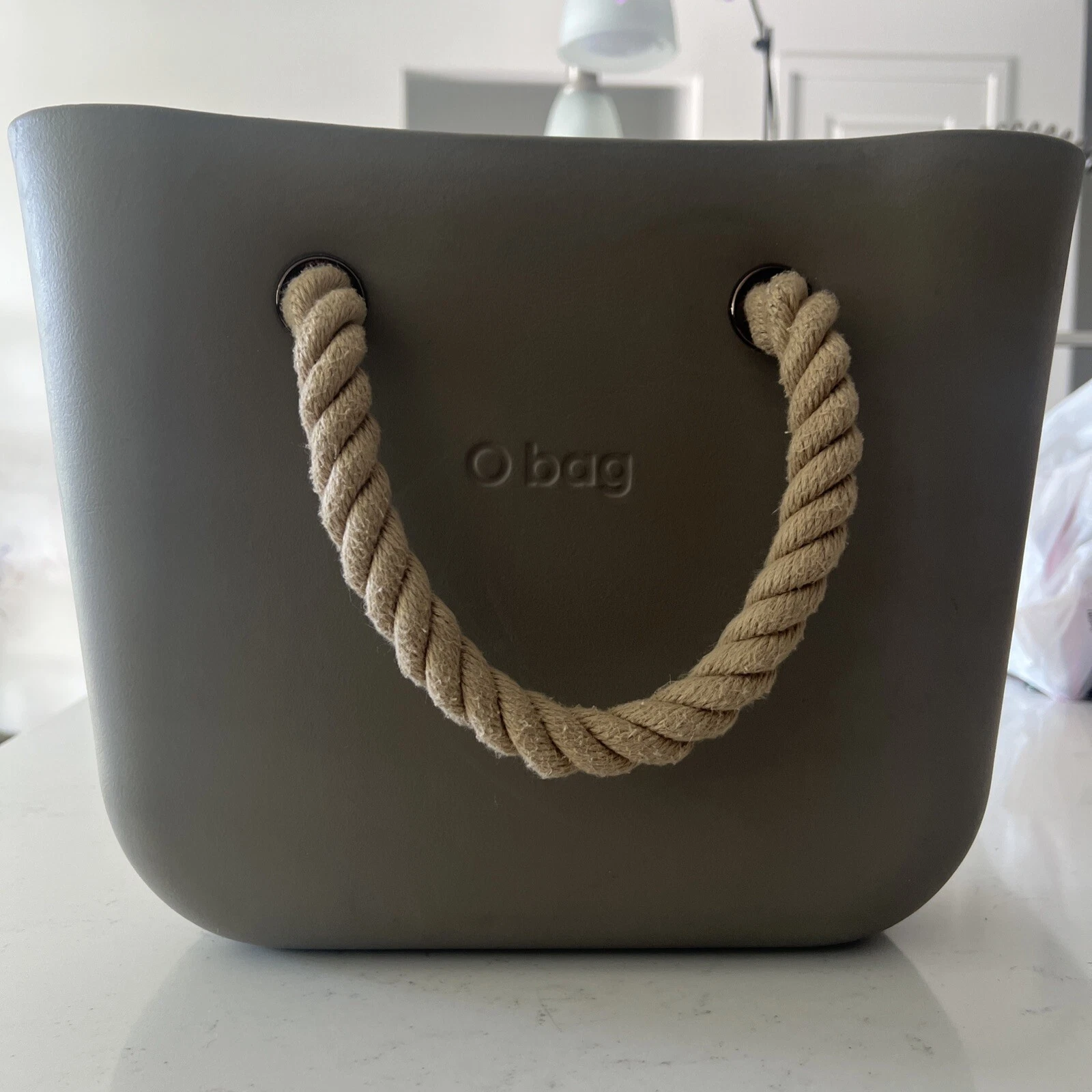 OBag Rubber Classic Tote w/Rope And Leather Straps 2 Straps Included - O Bag