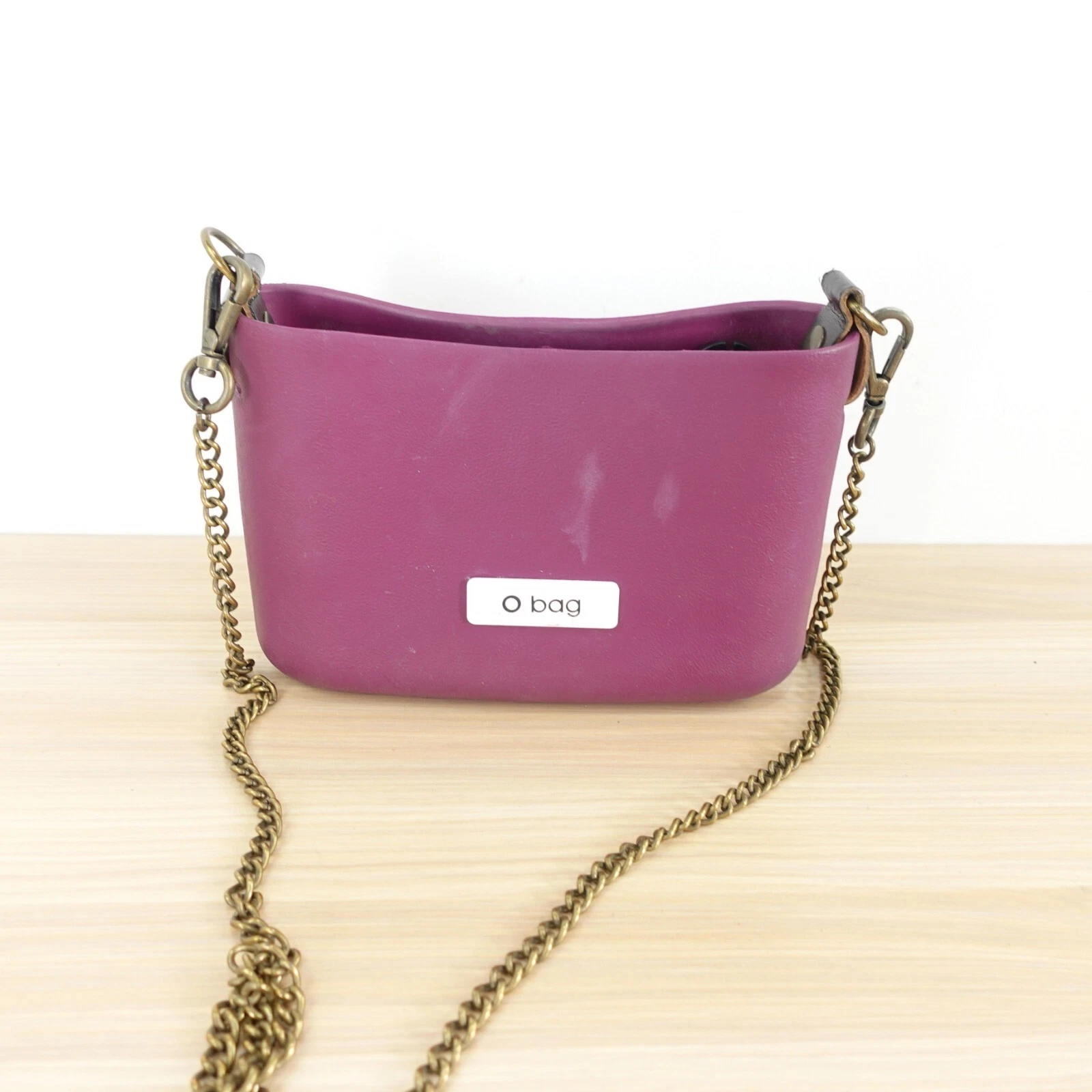 Plum Crossbody Purse Sling Gold Chain Small Italian Rubber Bag Clutch ITALY - O Bag