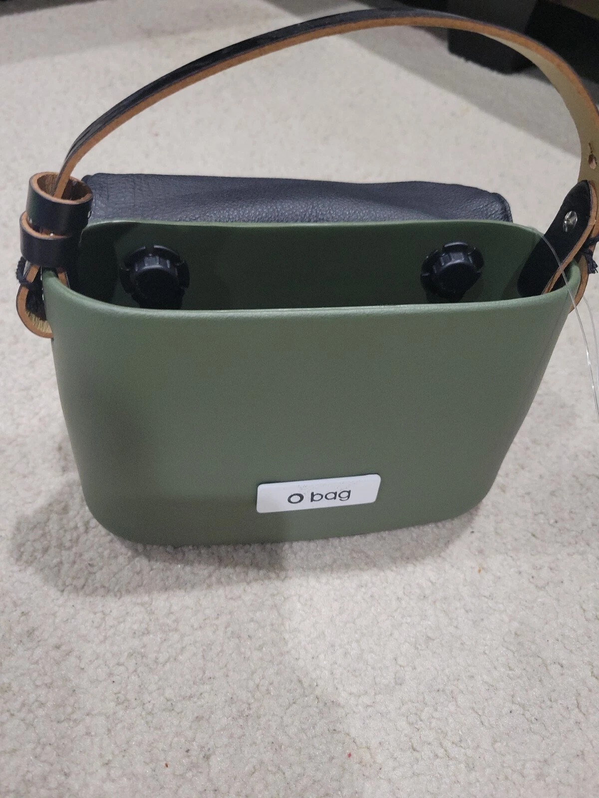 O BAG Small Purse Bag with Handle Italian Made Black Olive Green NEW. - O Bag