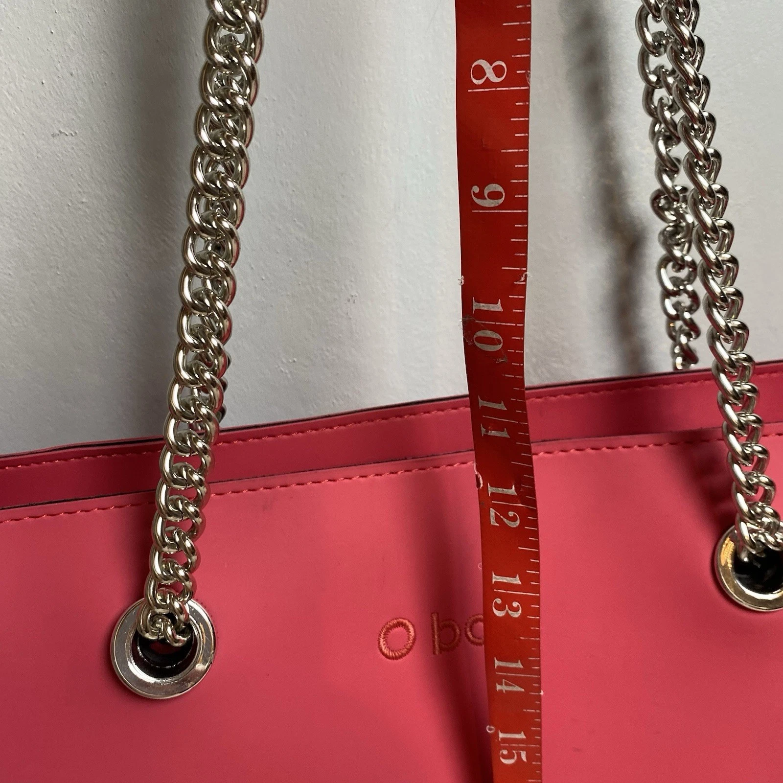 O Bag Unique Soft Melville Amarato Tote Bag Large Pink Chain Handles - O Bag