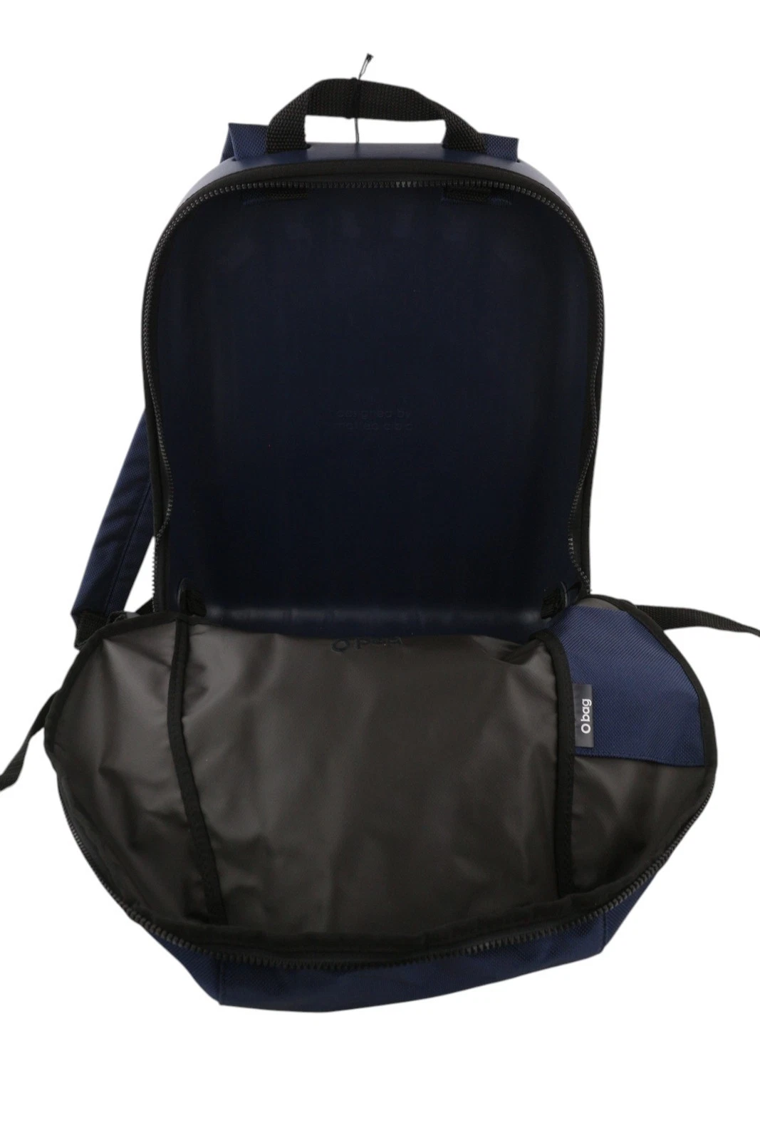 O Bag Ladies Bag OS Unisex Blue Round Backpack Front Zip Double Handle Logo - O Bag