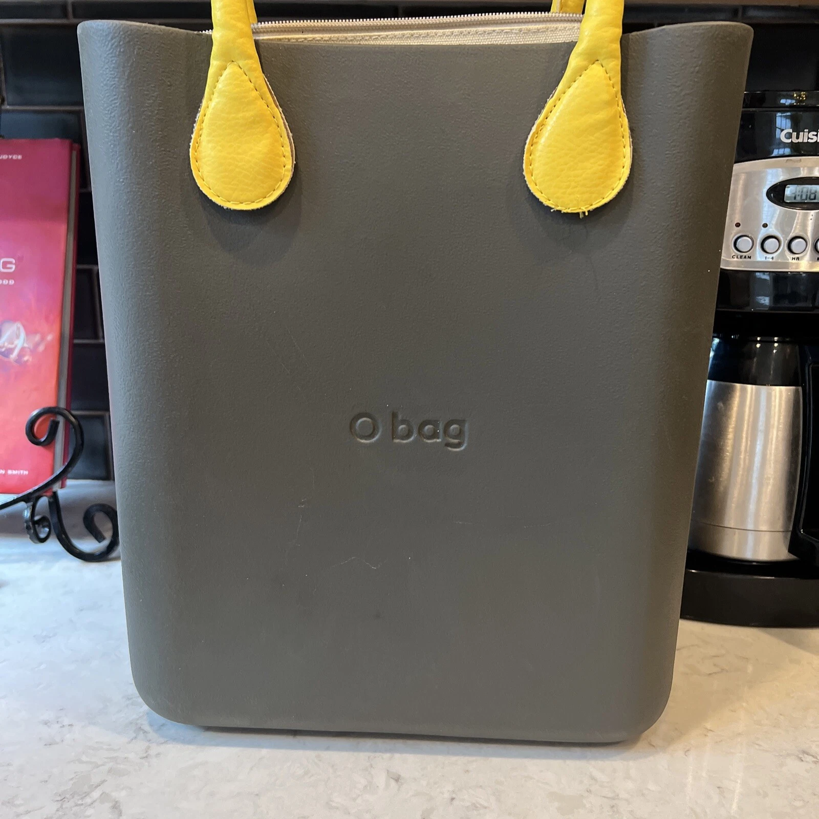 O bag Tote Rubber Gray Thermoplastic Compound Waterproof 14x 12 x 5 Italy - O Bag