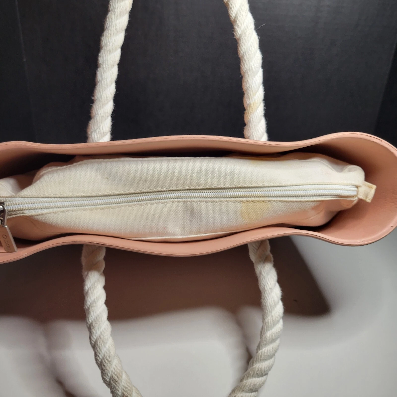 OBag Pink Tote Double Rope Handles Made in Italy Fullspot Shoulder 11 x 14 x 3.5 - O Bag