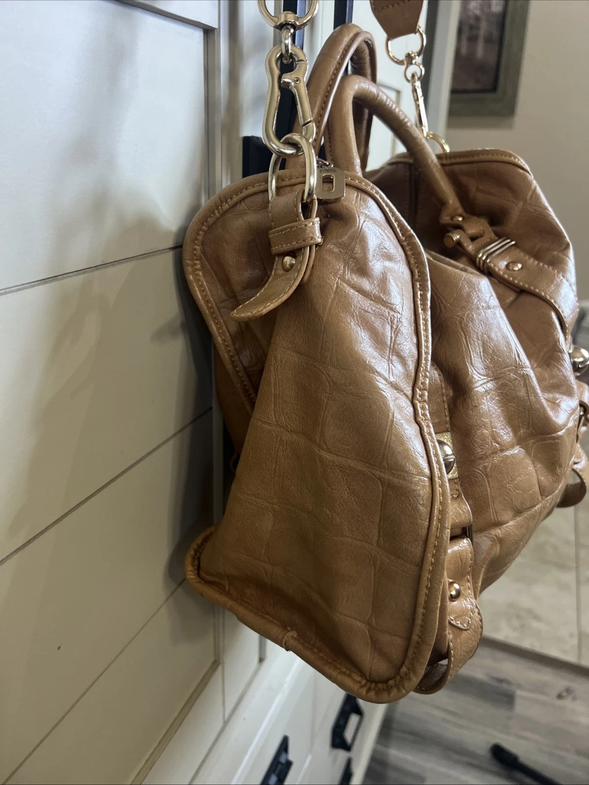 “O BAG “ ITALIAN MADE BAG Croc Embossed Buckle Style Handbag Shoulder Bag - O Bag