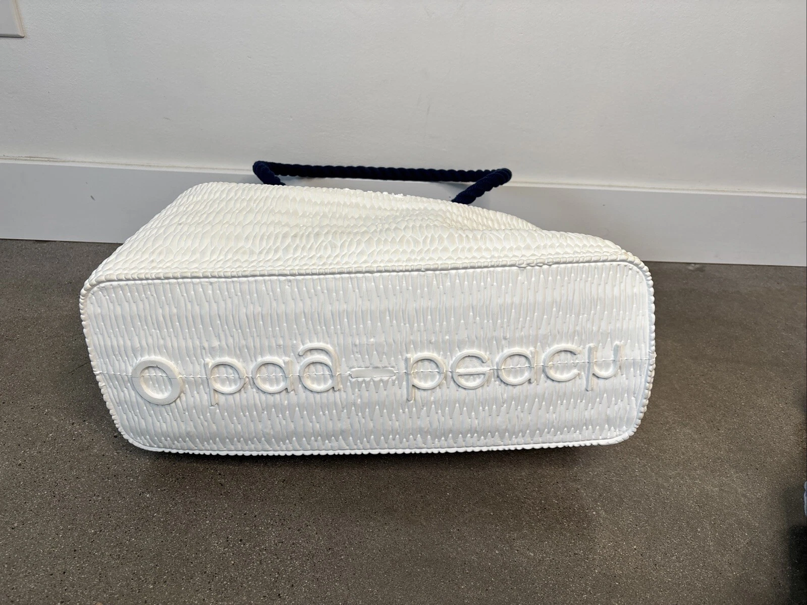 O Bag Beach Bag white w/ blue canvas handles + canvas beach bag insert - O Bag