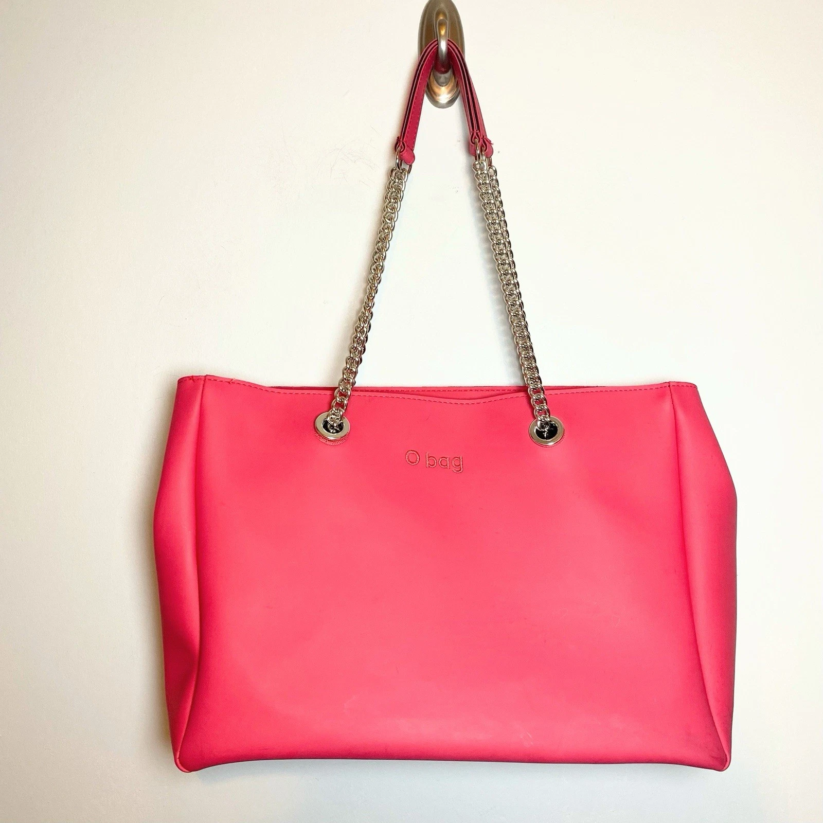 O Bag Unique Soft Melville Amarato Tote Bag Large Pink Chain Handles - O Bag