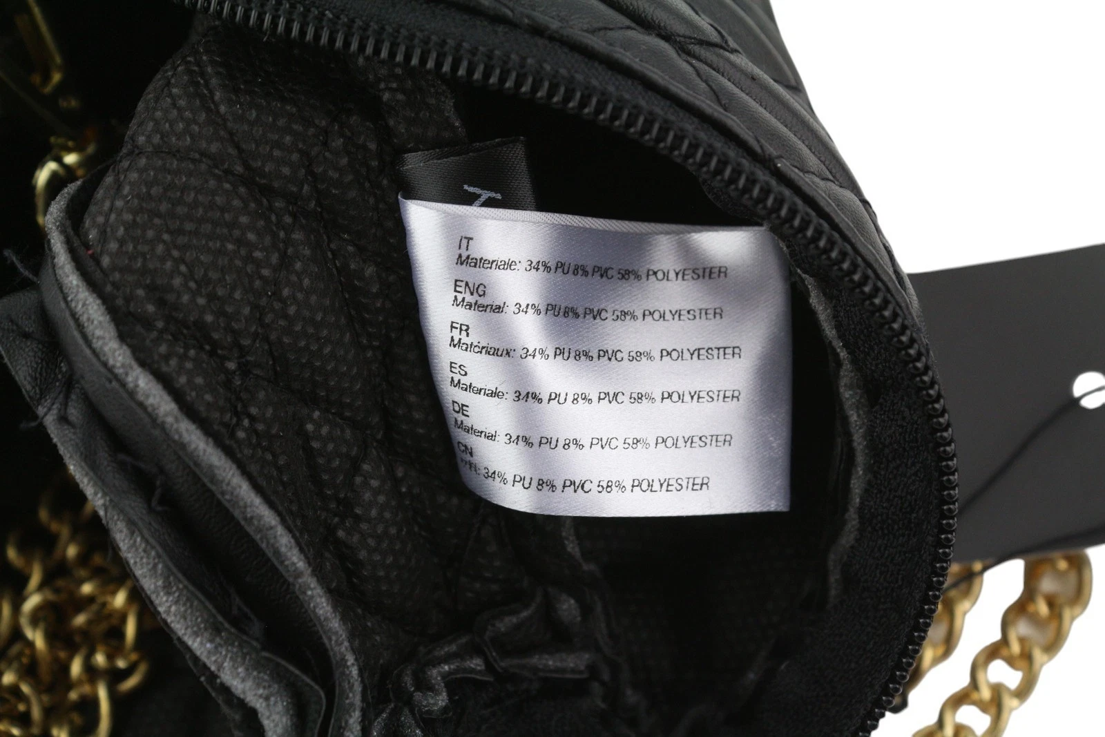 O Bag Extra Pocket Women's Bag OS Black Quilted Coated Gold Chain Crossbody - O Bag