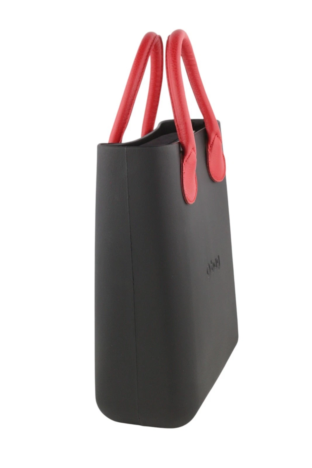 O Bag Chic Women's Bag OS Black Red Double Handle Inner Square Tote - O Bag