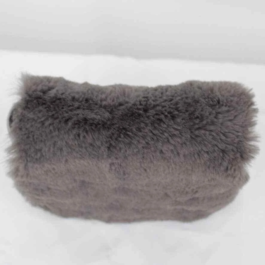 O Bag Italy Eva Compound Handbag Rubber Faux Fur Flap Magnetic Closure Grey Obag - O Bag