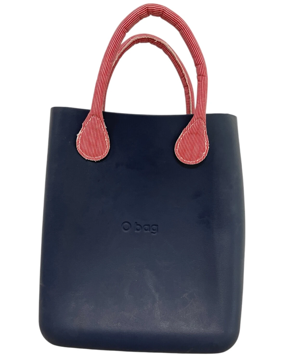 O bag Made in Italy Bucket Basket Tote Satchel Bag Navy Blue w/ Zippered Liner - O Bag