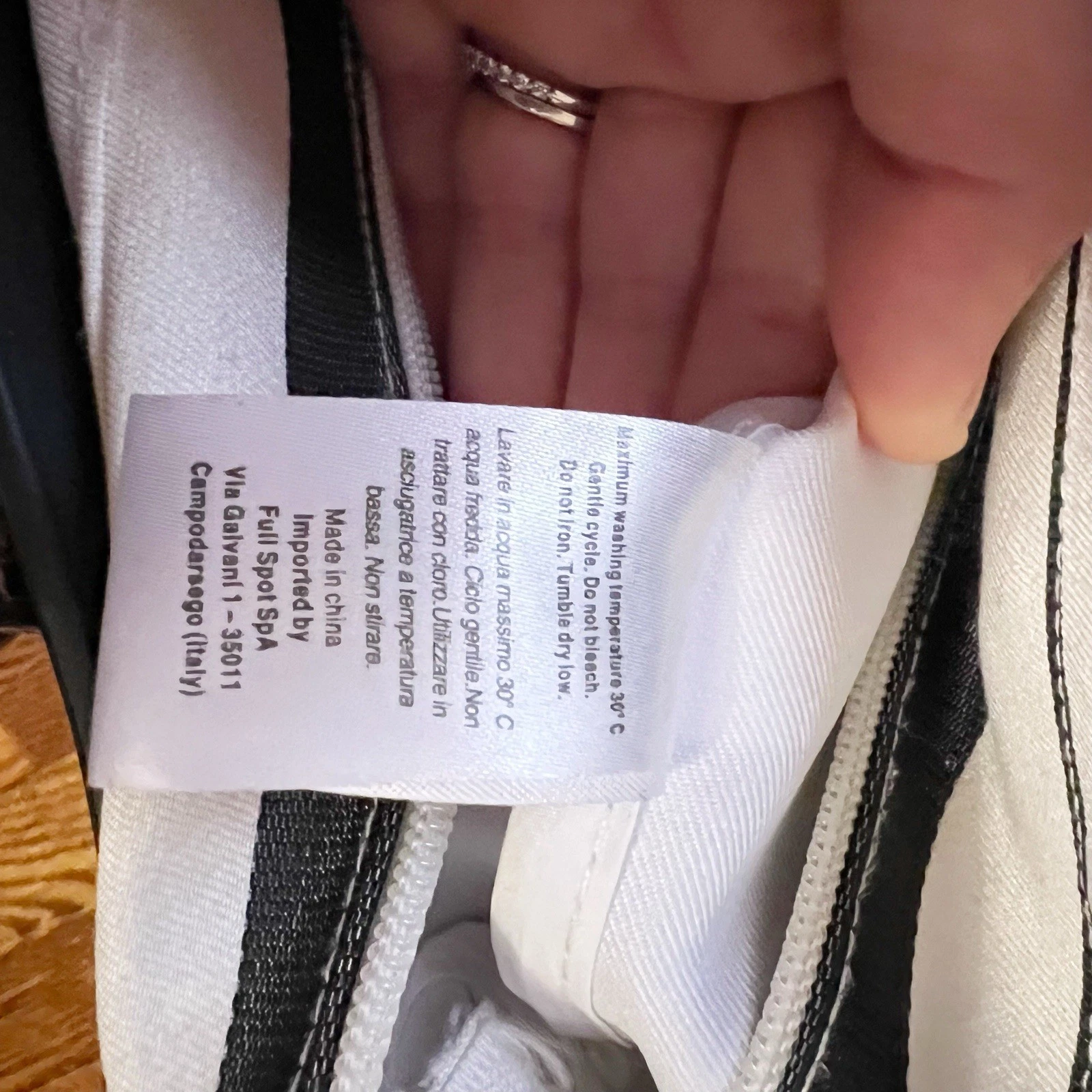 O bag Obag Italy Black/ Bronze Brown Handles Medium Hand Bag Striped Interior - O Bag