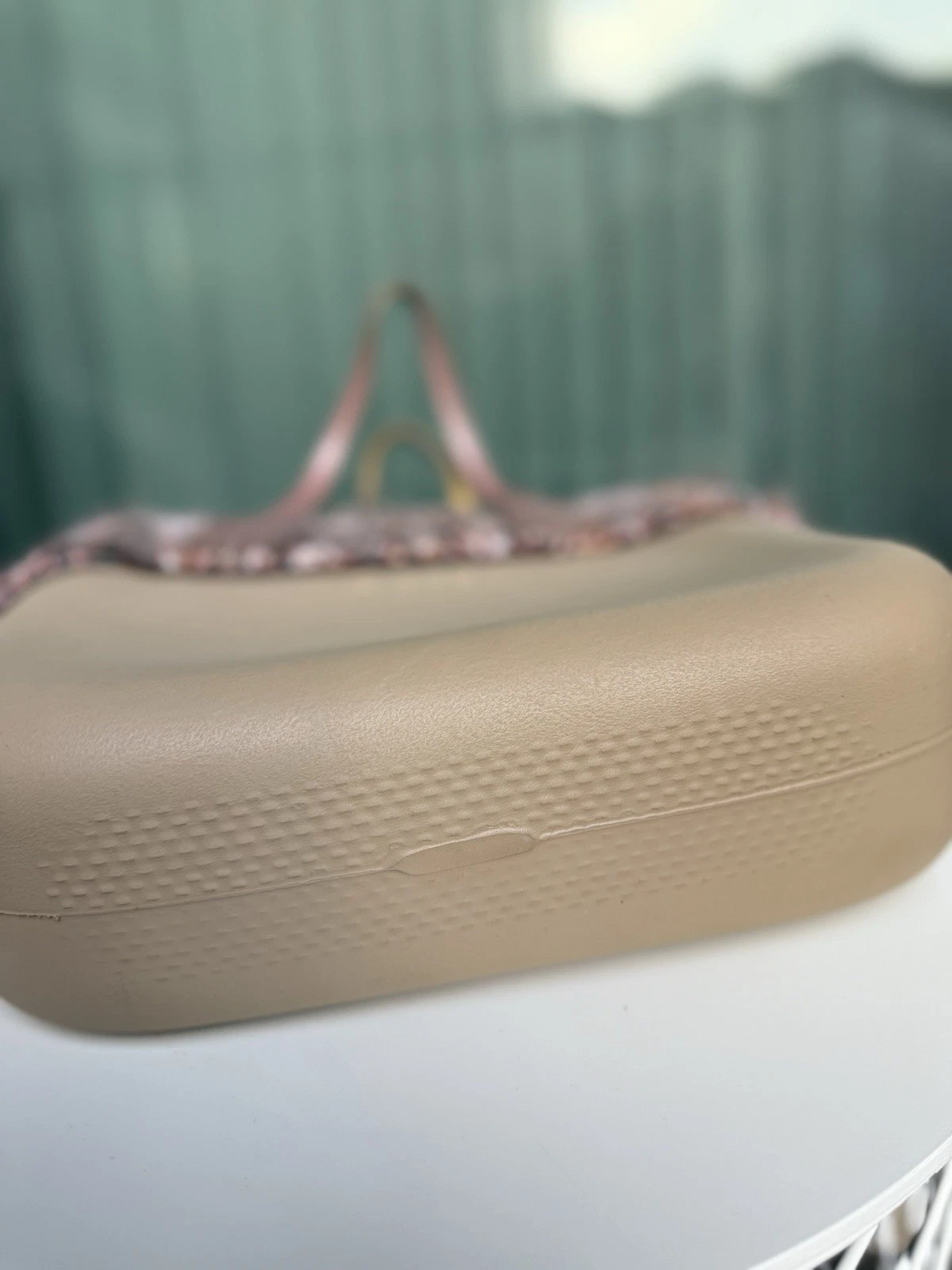 O Bag Beige Tote with Knit Tweed Top Trim & Pink Handles - O Bag