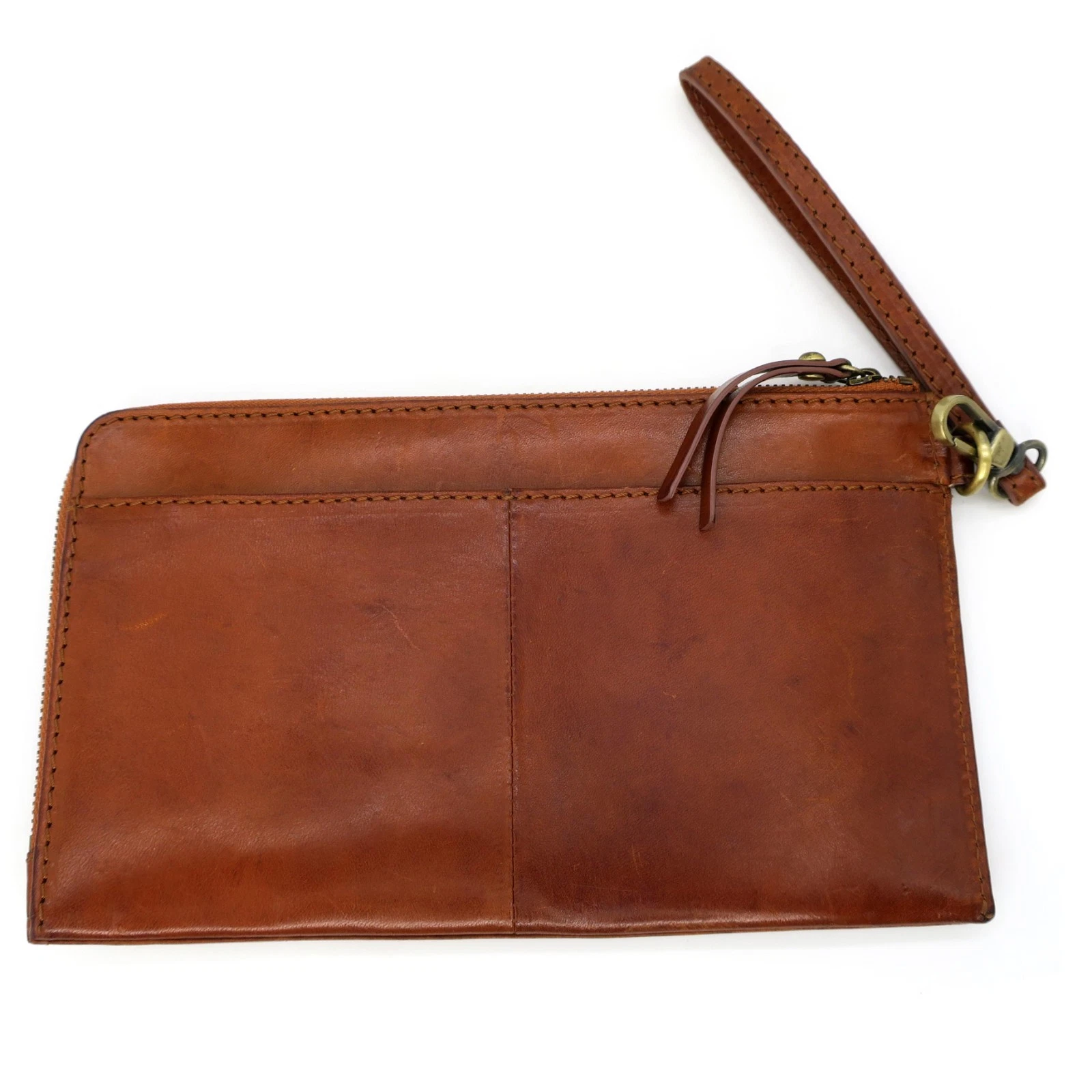 O My Bag Amsterdam Travel Pouch Brown Cognac Classic Leather Wristlet Bag Wallet - O Bag