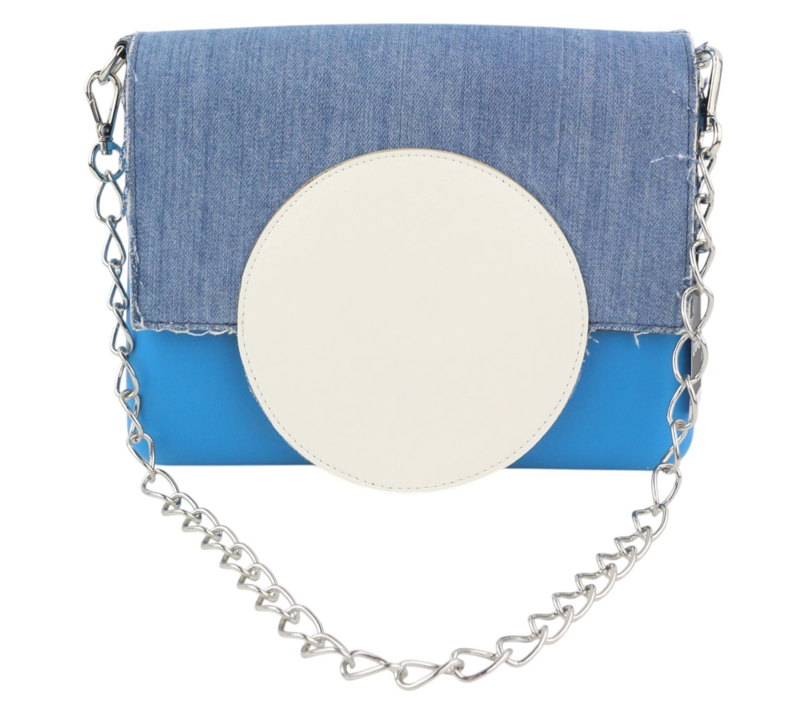 O BAG Glam Women's Bag OS Blue Denim Insert Chain Closure Shoulder Bag - O Bag